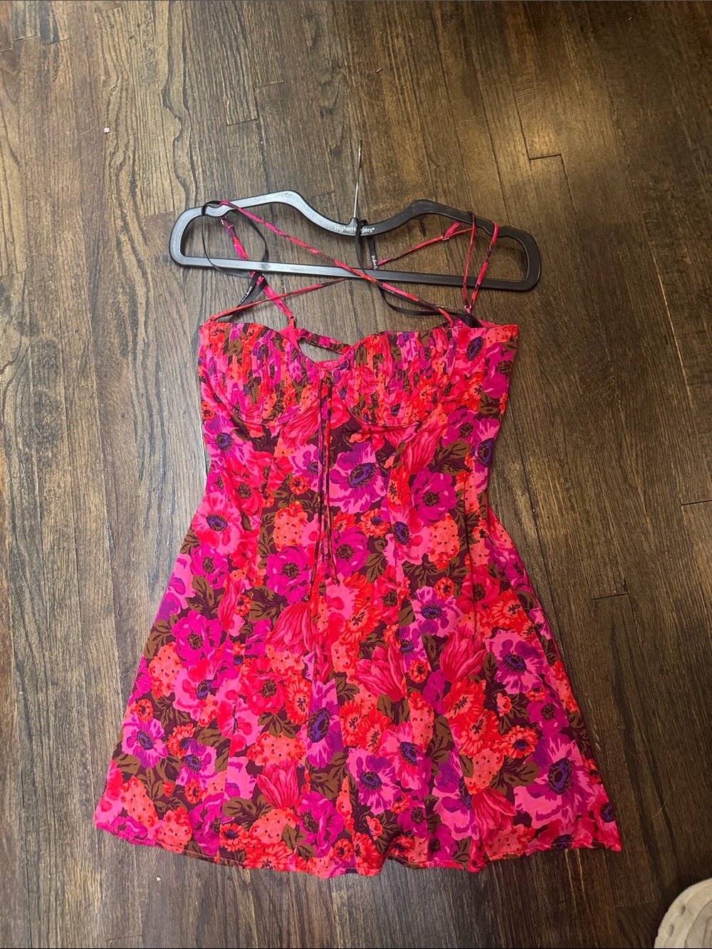 For Love & Lemons Pink and Red Floral Mini Dress
